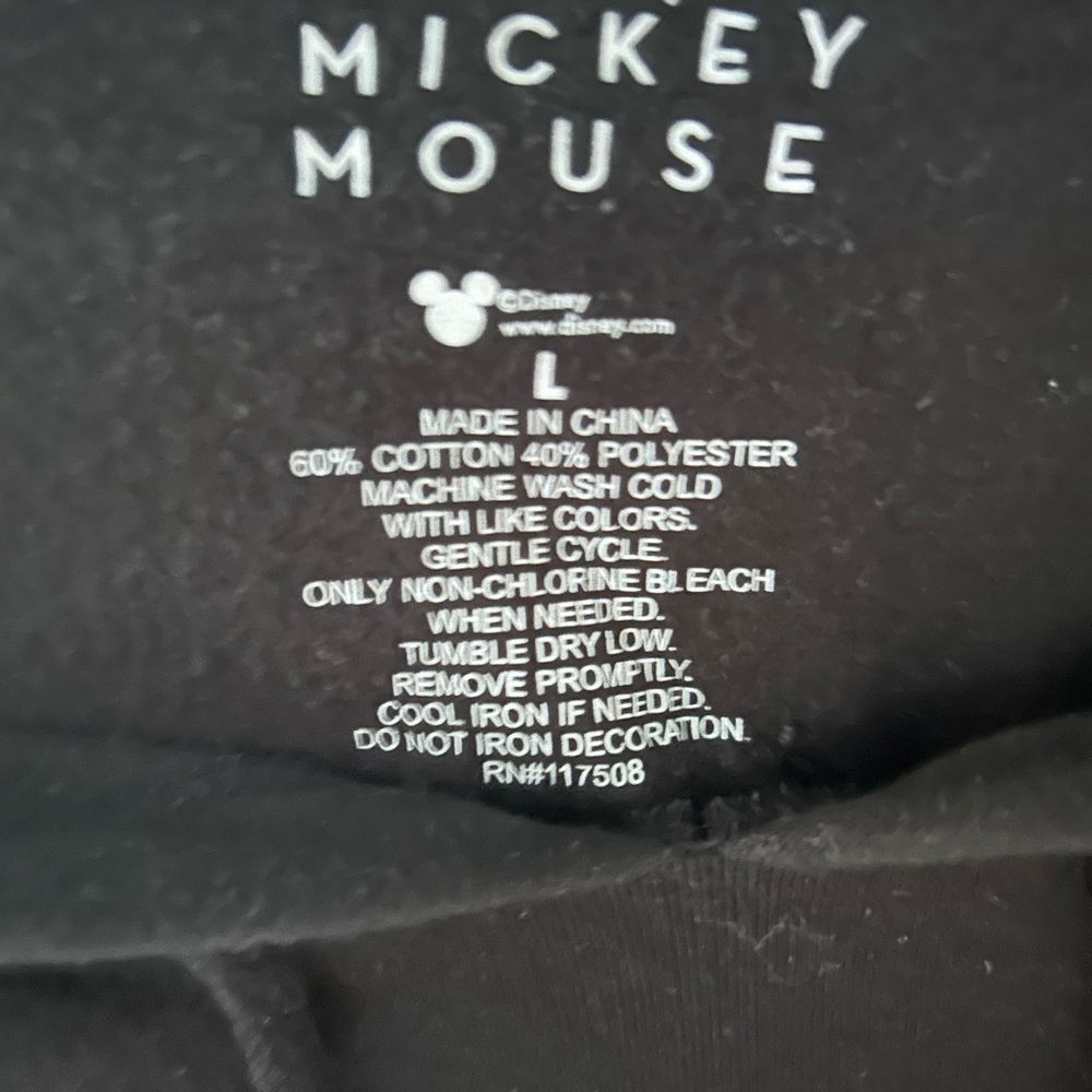 VGUC DISNEY Black Mickey Mouse Hoodie Sweatshirt w/ Front Pockets & Tie Hood - Picture 5 of 7